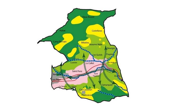 Carte du Rouret avec ses quartiers